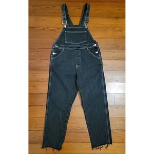 SSO by Danielle Second Skin Black Cigarette Skinny Overalls Size M Raw Hem